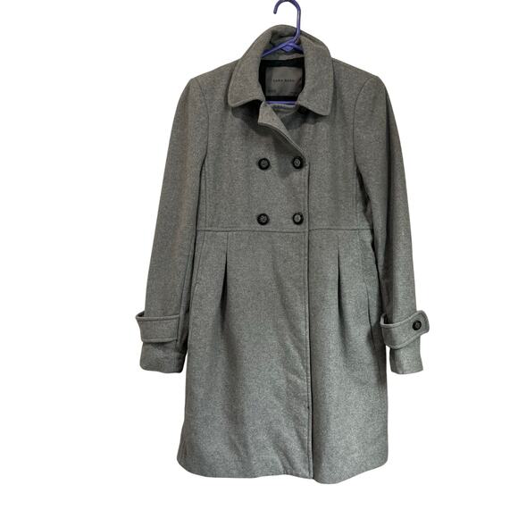 Zara Basic Wool Blend Gray Coat Size M Double Breasted Classic - Picture 1 of 10